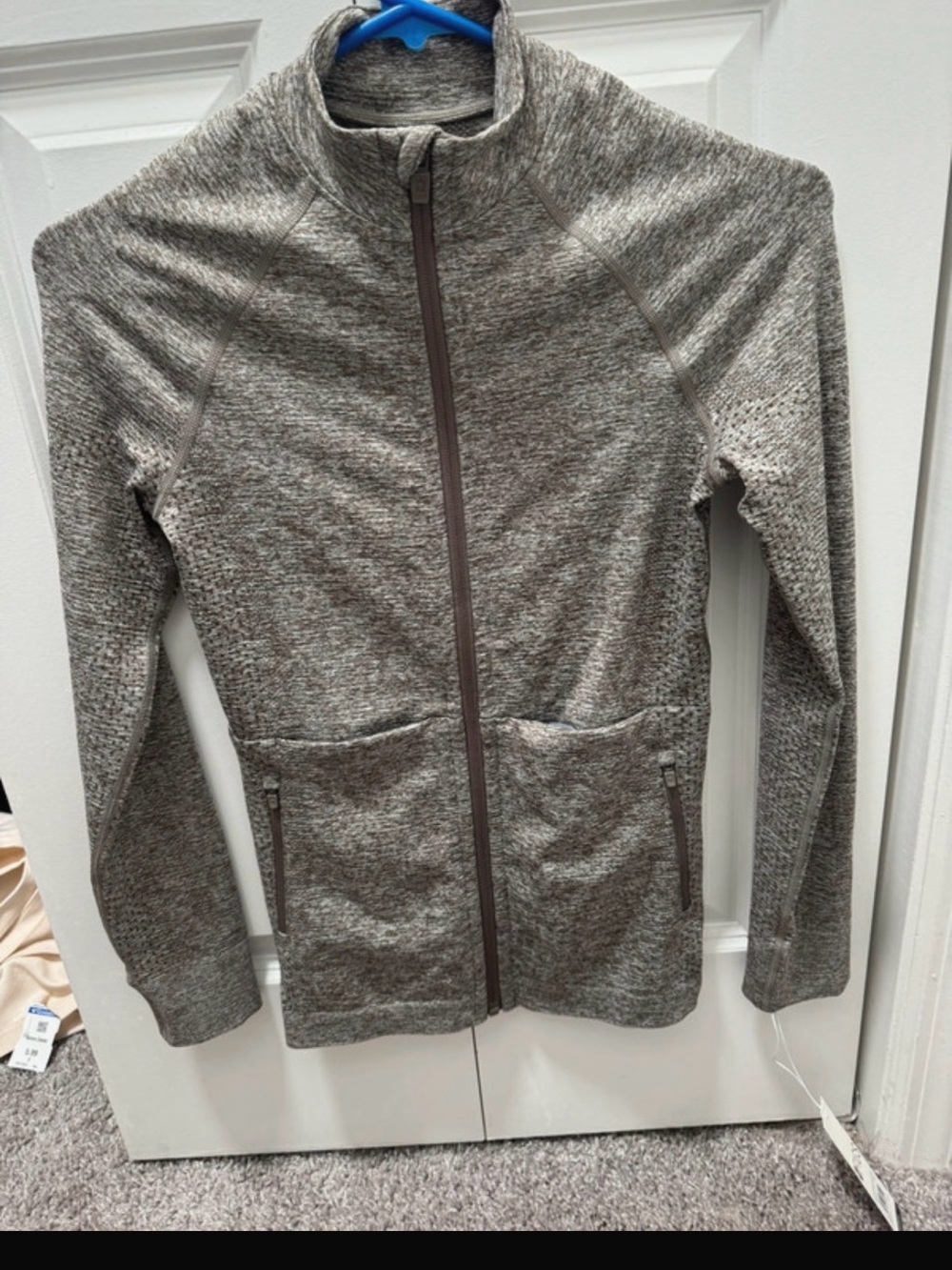 Figs Women's Heathered Taupe Full-Zip Utility Jacket